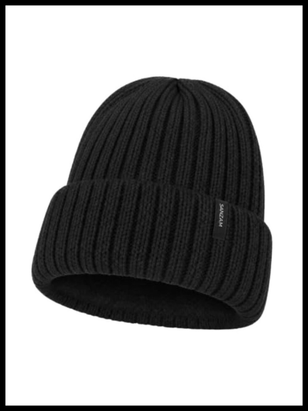 Fleece Lined Ribbed Knit Cuffed Beanie Winter Hat Soft Stretchy Adult